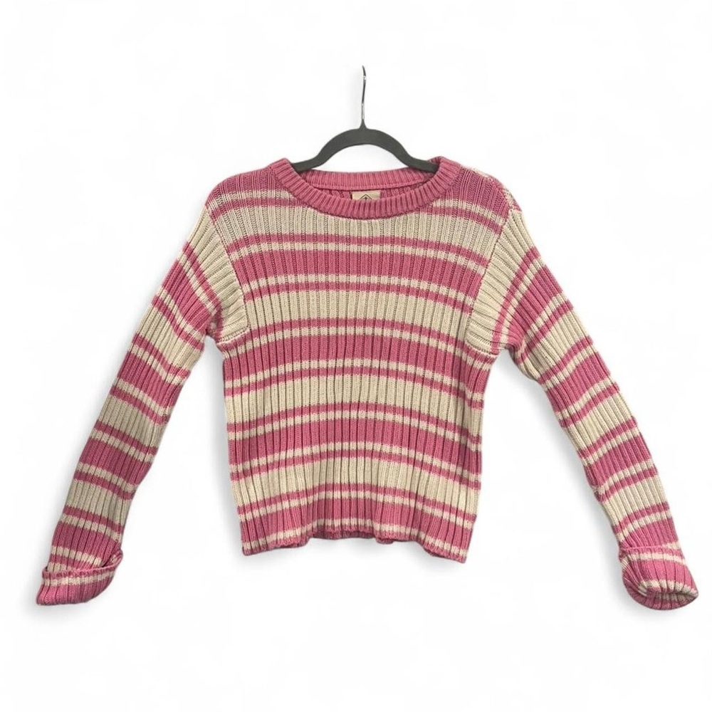St. John's Bay Pink and Cream Striped Sweater